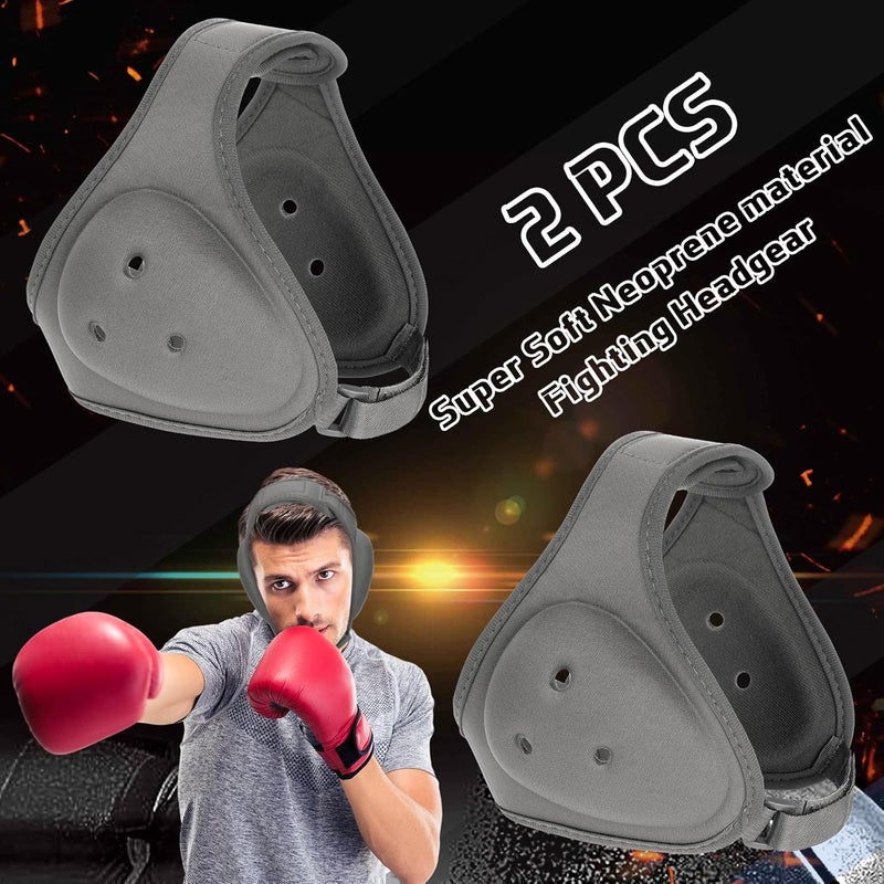Jerify 2 Pcs Wrestling Headgear for Kids Youth Soft Grappling Headgear Wrestling Adjustable Ear Guard Protective(Grey) - Image 2
